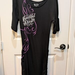 Beautiful Disaster Black Dress with Purple Accents